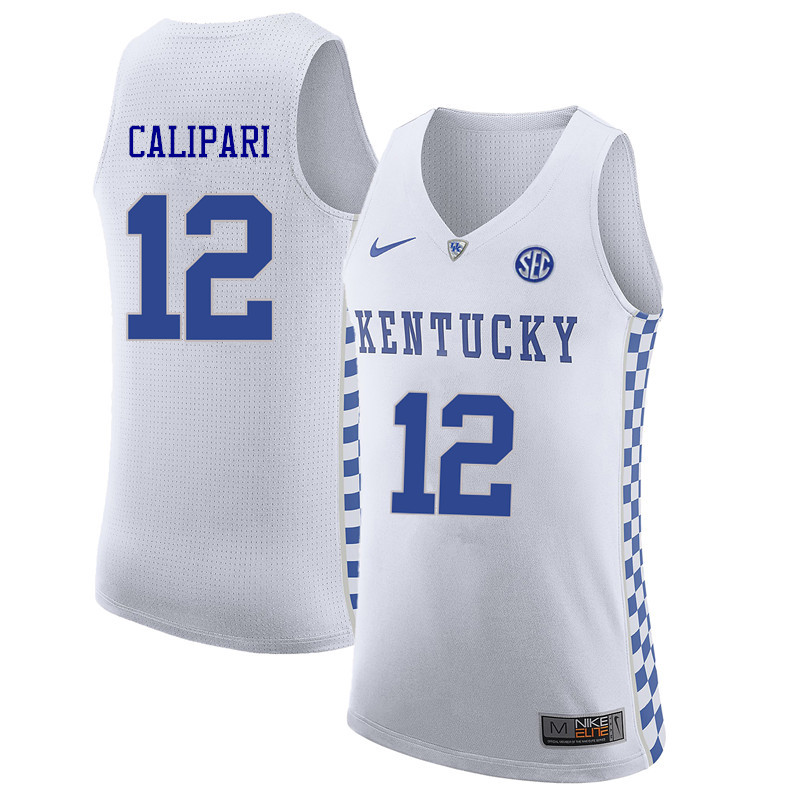 Men Kentucky Wildcats #12 Brad Calipari College Basketball Jerseys Sale-White